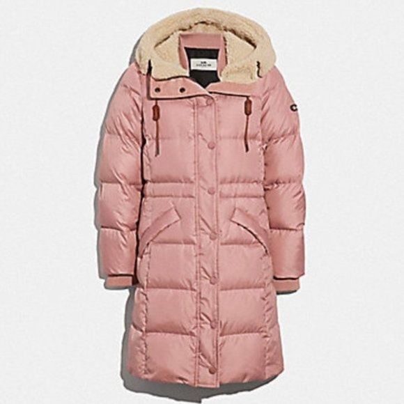 COACH LONG PUFFER ROSE - Picture 1 of 3